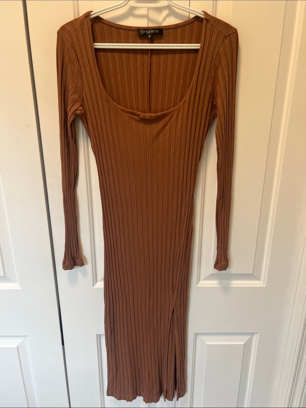 Dynamite Long Sleeve Ribbed Scoop Neck Dress